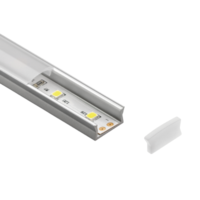 Комплект LED-профиля MINI накладного 2м крышки молочной 2м и 2 заглушки