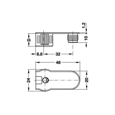 Корпус стяжки RAFIX SE со штифтом без утолщения цинковый никелированный D20 мм глубина сверления 14.2