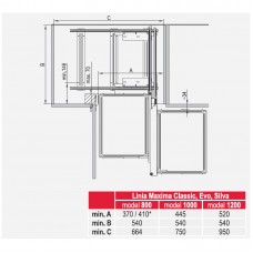 Магічний кут Maxima Classic Corner comfort пр.1200, хром (520x510x950)