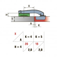 Петля Кутова 90 ° з лапкою H=4 LinkenSystem
