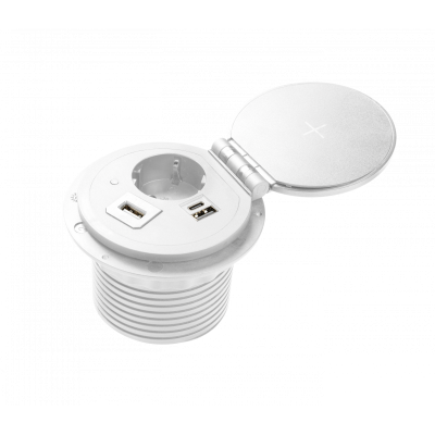 Подовжувач GTV CHARGER PLUS 1 розетка SCHUKO USB A+C WC (змінні USB, RJ45 HDMI) провід 1,5м Білий