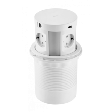 Подовжувач GTV COMFORT PLUS 120мм 4 розетки SCHUKO 2xUSB 2,4A 2xRJ45 WC 5W  провід 1,5м Білий