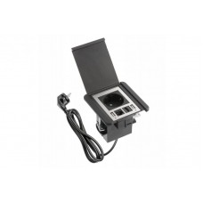 Подовжувач GTV врізний квадратний FLIP, 1xSCHUKO, 2xUSB, 1xLAN, кабель з вилкою 1,5м, чорний Подовжувач GTV врізний квадратний FLIP, 1xSCHUKO, 2xUSB, 1xLAN, кабель з вилкою 1,5м, чорний