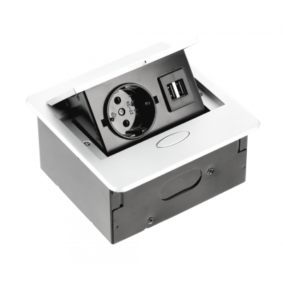 Подовжувач GTV AVARO 1 розетка SCHUKO USB A+C провід 1,5м Білий NEW