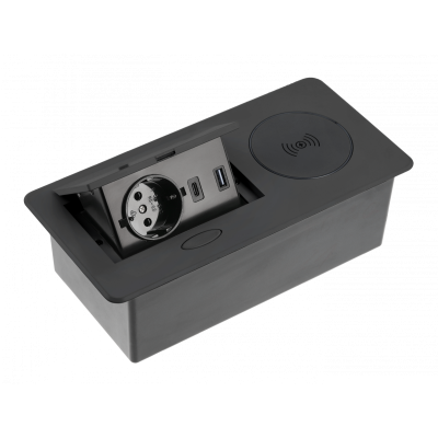 Подовжувач GTV AVARO PLUS 1 розетка SCHUKO USB A+C WC 5W провід 1,5м Чорний