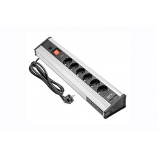 Подовжувач GTV 6 розеток SCHUKO USB провід 1,5м Алюміній EOL Подовжувач GTV 6 розеток SCHUKO USB провід 1,5м Алюміній EOL