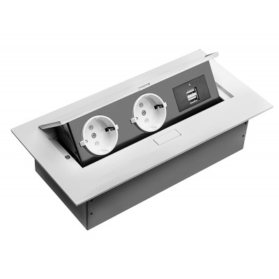 Подовжувач GTV 2 розетки SCHUCO USB А+С без кабелю Білий NEW