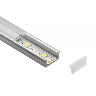 Комплект LED-профілю MINI накладного 2м кришки молочної 2м та 2 заглушки