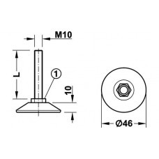 Опора-гвинт D47 мм М10х30 мм чорний 65101304