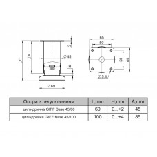 Опора з регулюванням циліндрична GIFF Base 45/100 антична бронза