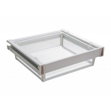Кошик для одягу висувний з доводчиком Virno Style 564*470*165 білий/скло