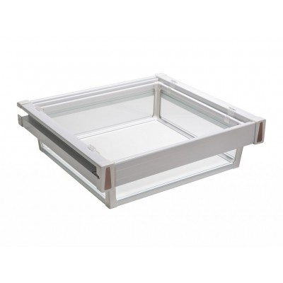 Кошик для одягу висувний з доводчиком Virno Style 564*470*165 білий/скло